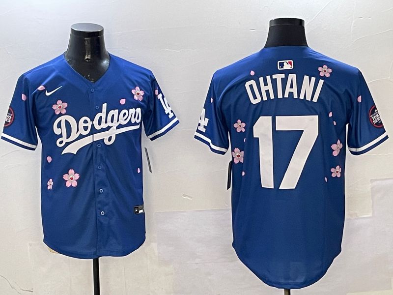 Men Los Angeles Dodgers #17 Ohtani Blue Sakura Edition 2025 Nike MLB Jersey style 9->los angeles dodgers->MLB Jersey